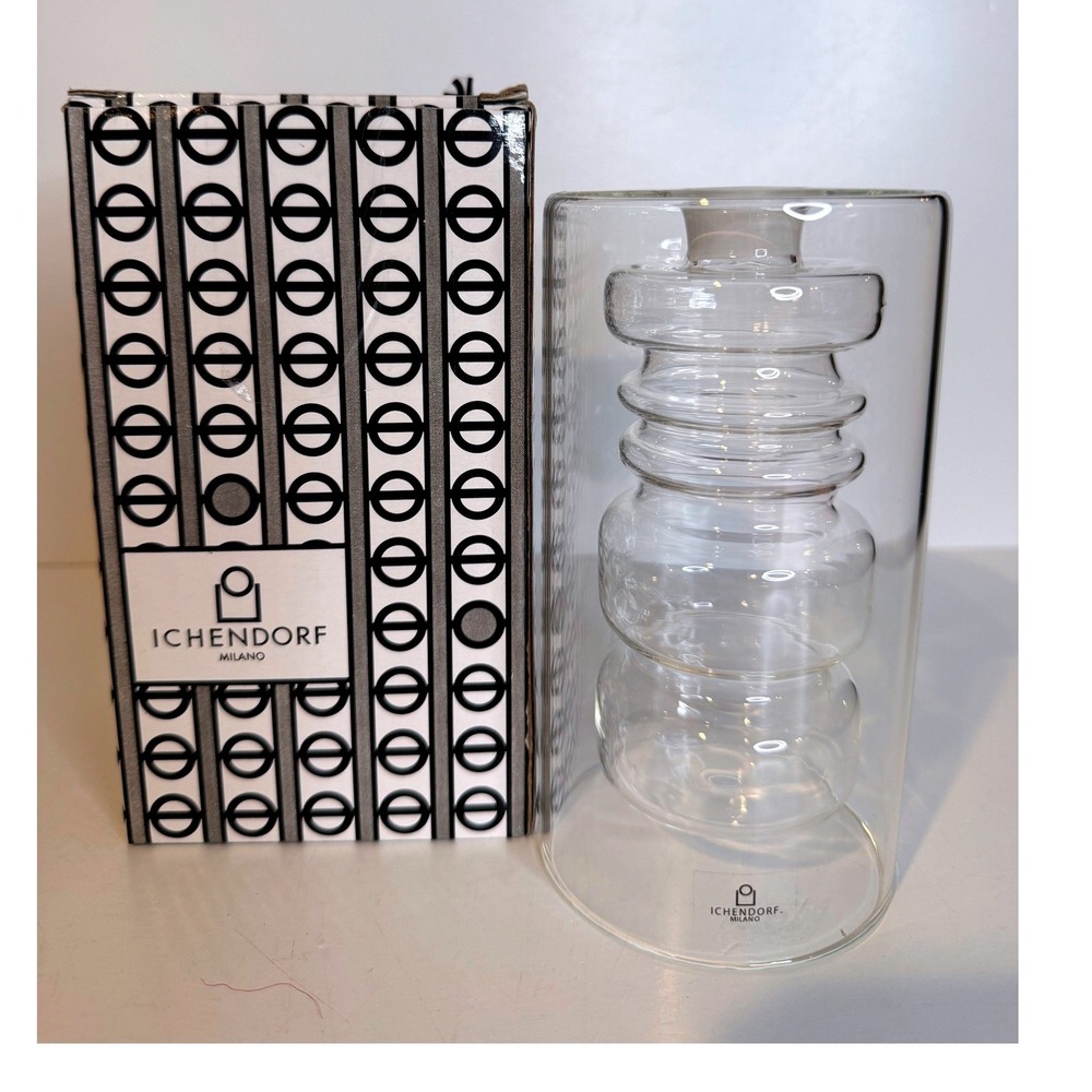 Ichendorf Milano Rings Large Oil Cruet Double Wall Glass New in Box